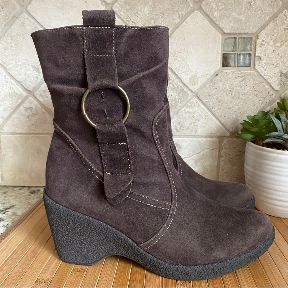 ENIGMA BROWN ANKLE BOOTS WEDGE HEEL